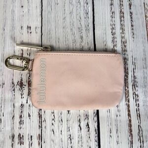 Lululemon Pouch Wristlet Coin Purse Wallet Peach Pink Gold Zip Hardware - Read